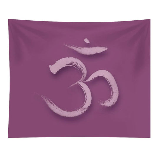 Sanskrit Om Or Aum Sacred Symbol of The Crown Chakra in Yoga Artistic Design in Purple Colors Art Print Tapestry