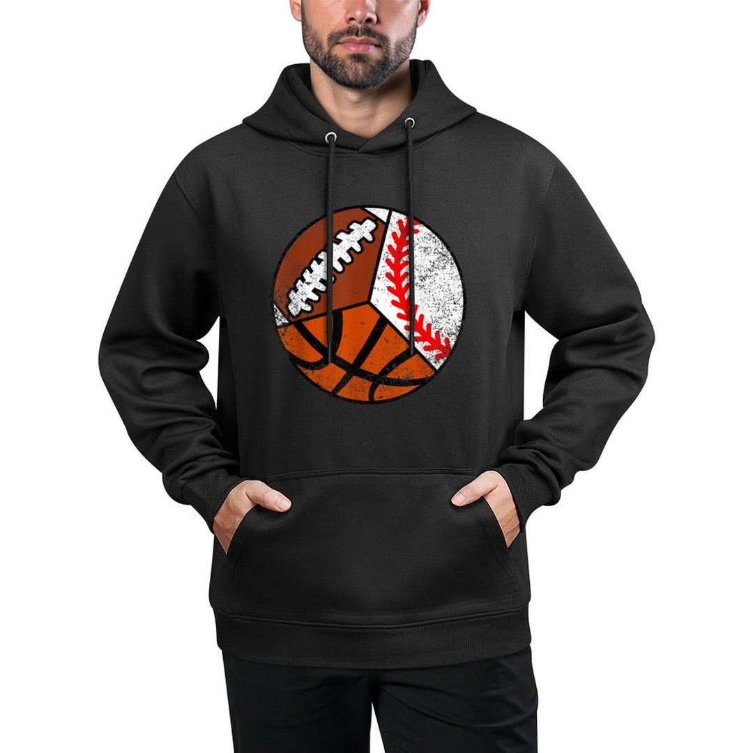 Football Baseball Basketball Player Funny Ball Sport Cotton-Polyester Blend Hoodie