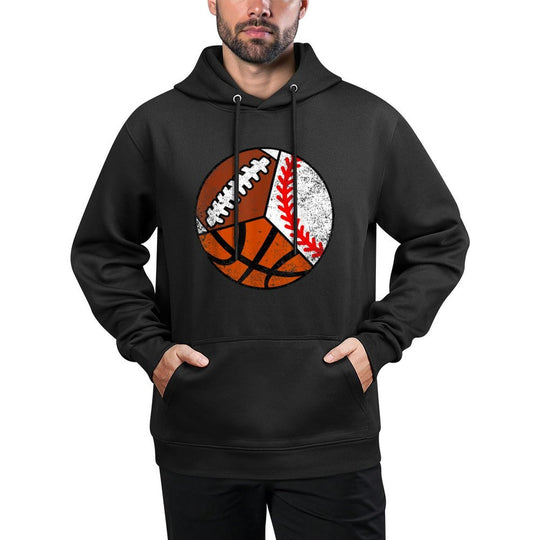Football Baseball Basketball Player Funny Ball Sport Cotton-Polyester Blend Hoodie