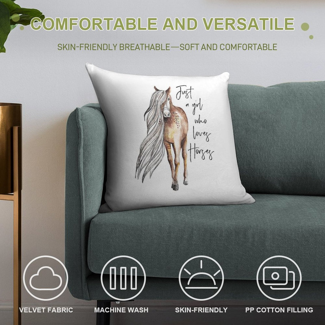 Just A Girl Who Loves Horses - Horse Lover Design Soft Warmth Comfort Throw Pillow