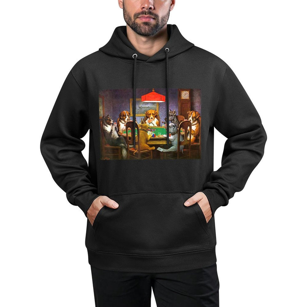 Dogs Playing Poker A Friend in Need Breathable Fabric Hoodie