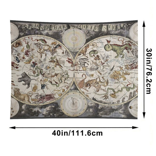 Vintage Celestial Star Map Tapestry