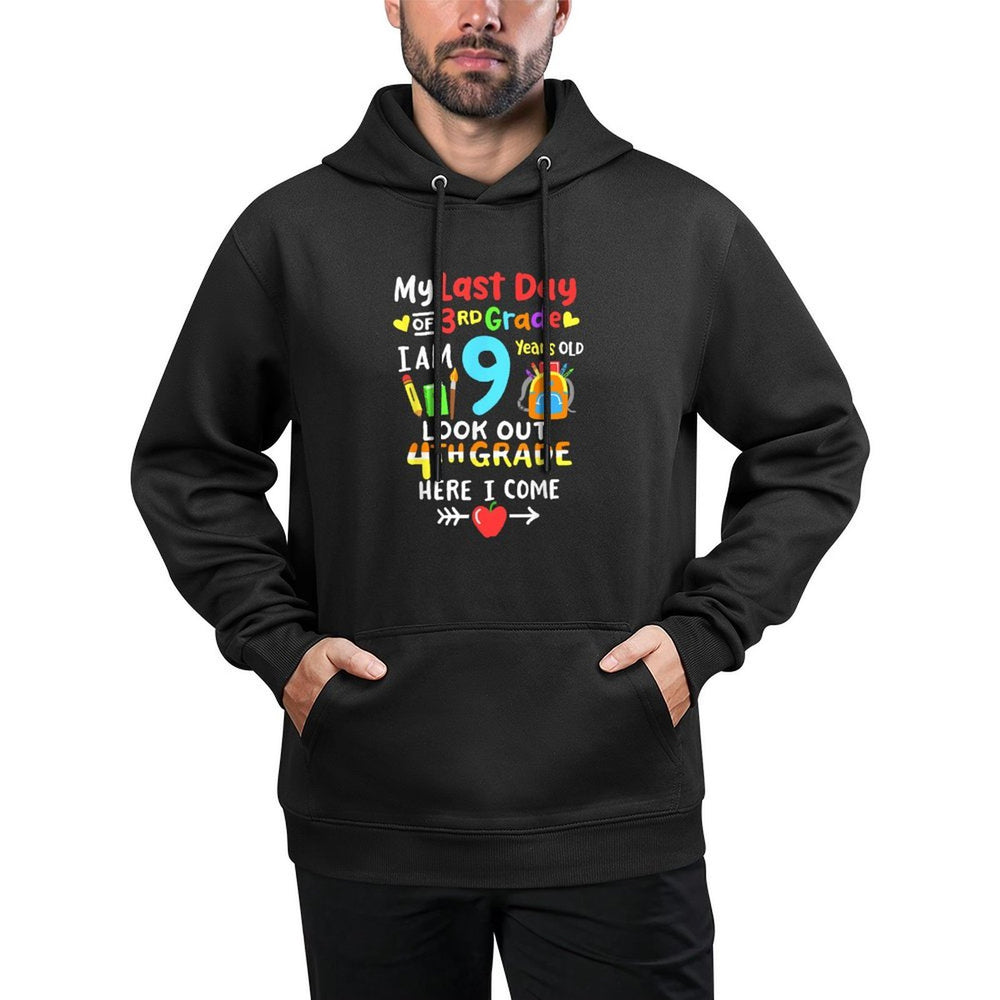 Last Day Of 3rd Grade Graduation 4th Grade Here I Come Kids Shape Retention Hoodie