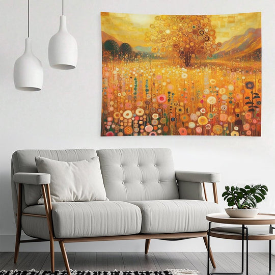 Klimt Flower Garden Gold Tapestry