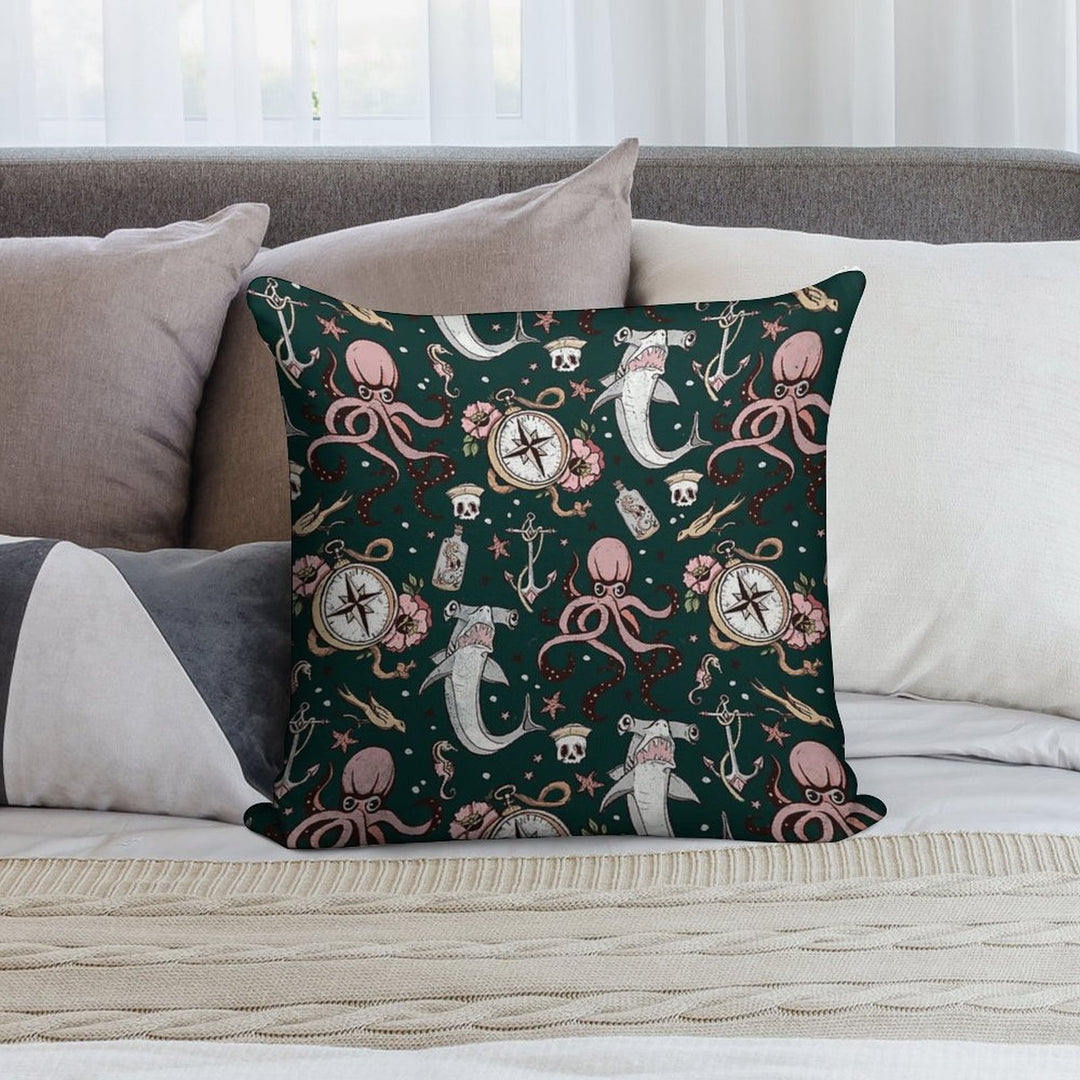 Dark Sea Creature Pattern Soft Home Decor Throw Pillow