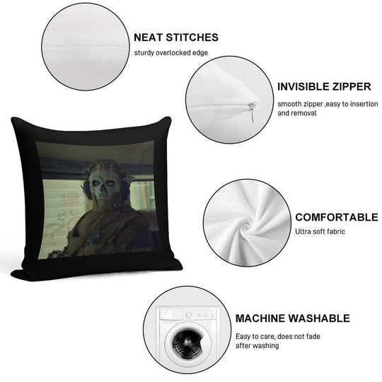 Ghost Simon Riley Soft Washable Throw Pillow