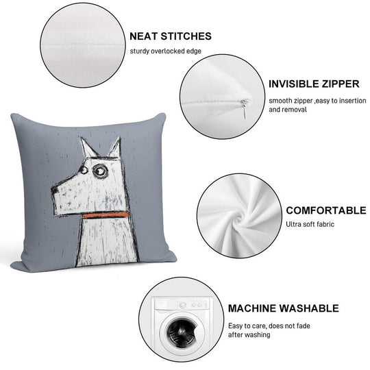 Arthur White Dog Soft Durable Construction Throw Pillow