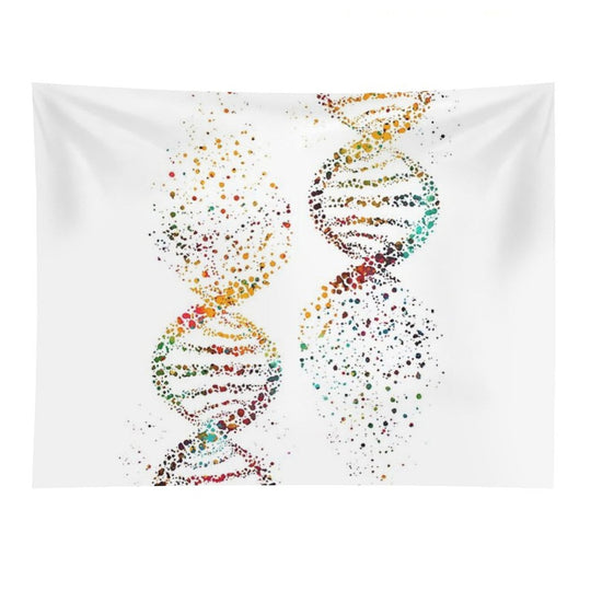 DNA, Watercolor Art,Dna Double Helix Genetic Tapestry