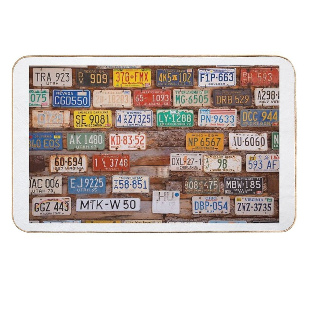 Licence Plate Wall  Odorless Bath Mat