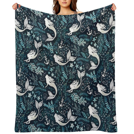 Mermaid Ocean Dark Premium Throw Blanket