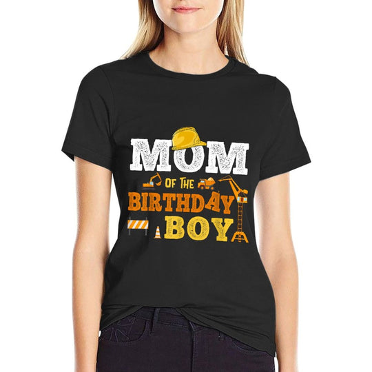 Dad Mom Of The Birthday Boy Kid Construction Matching Family  Stretchy T-Shirt
