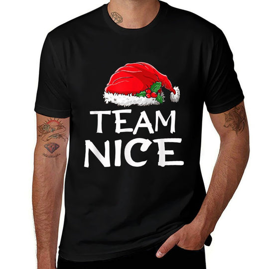 Team Nice Funny Christmas Pajamas Santa Claus Men Women Top  Vintage-inspired T-Shirt
