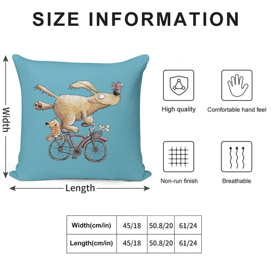 Funny Dog Rides The Bicycle Soft Durable Construction Throw Pillow