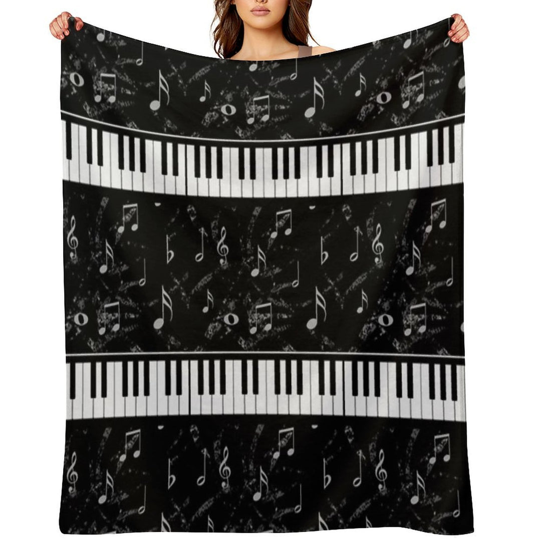 Black And White Piano Music Pattern Multi-functional Throw Blanket