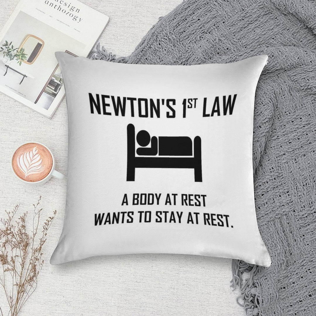 Newton's First Law- Funny Physics Joke Soft Fade-Resistant Throw Pillow