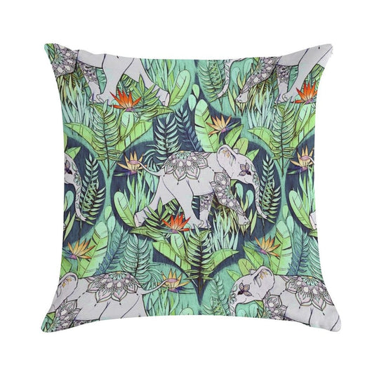 Little Elephant on A Jungle Adventure – Faded Vintage Version Soft Washable Throw Pillow