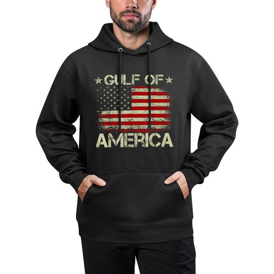 Gulf of USA America Vintage American Flag Patriotic Cotton-Polyester Blend Hoodie