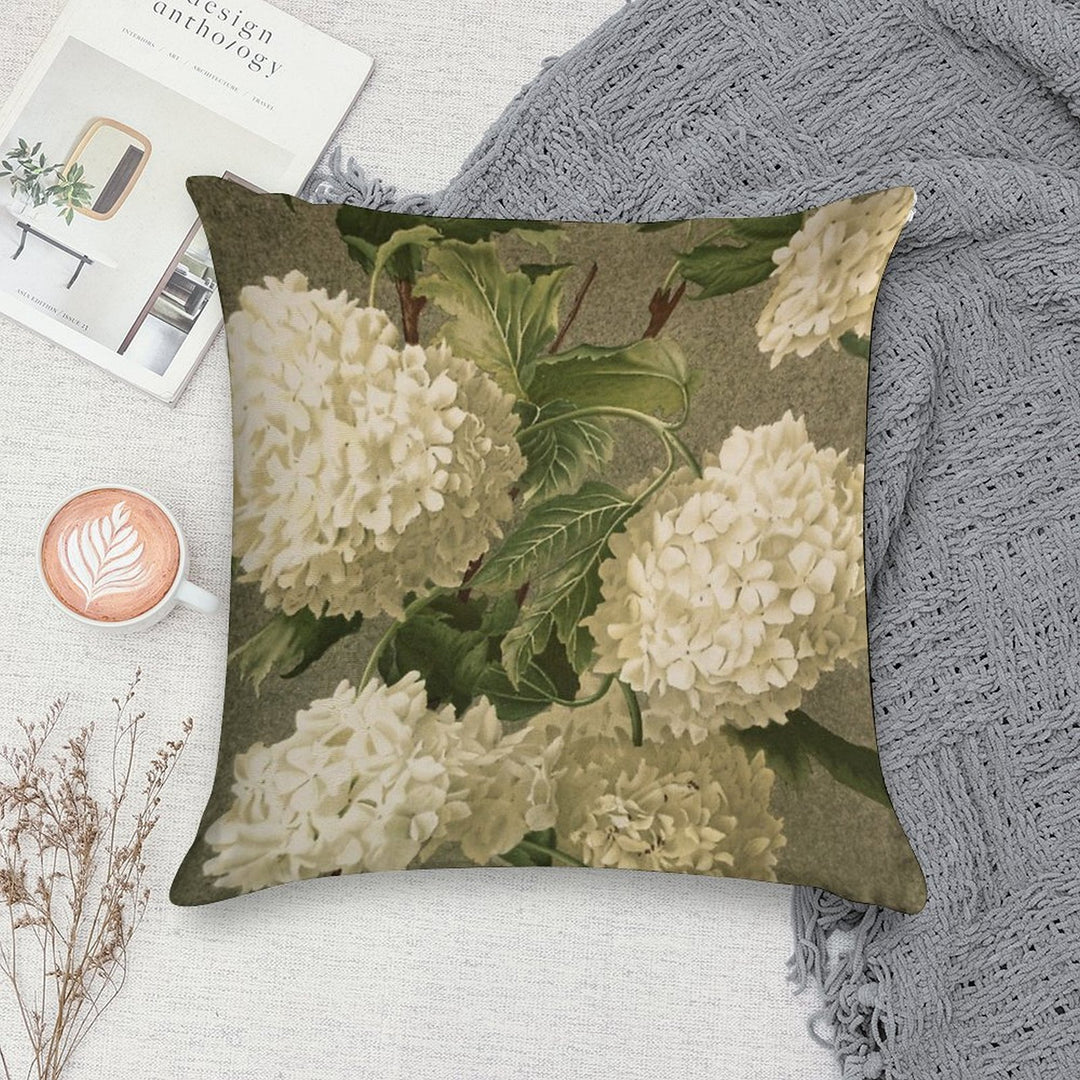Vintage Victorian White Hydrangea Floral Soft Anti-Pilling Throw Pillow