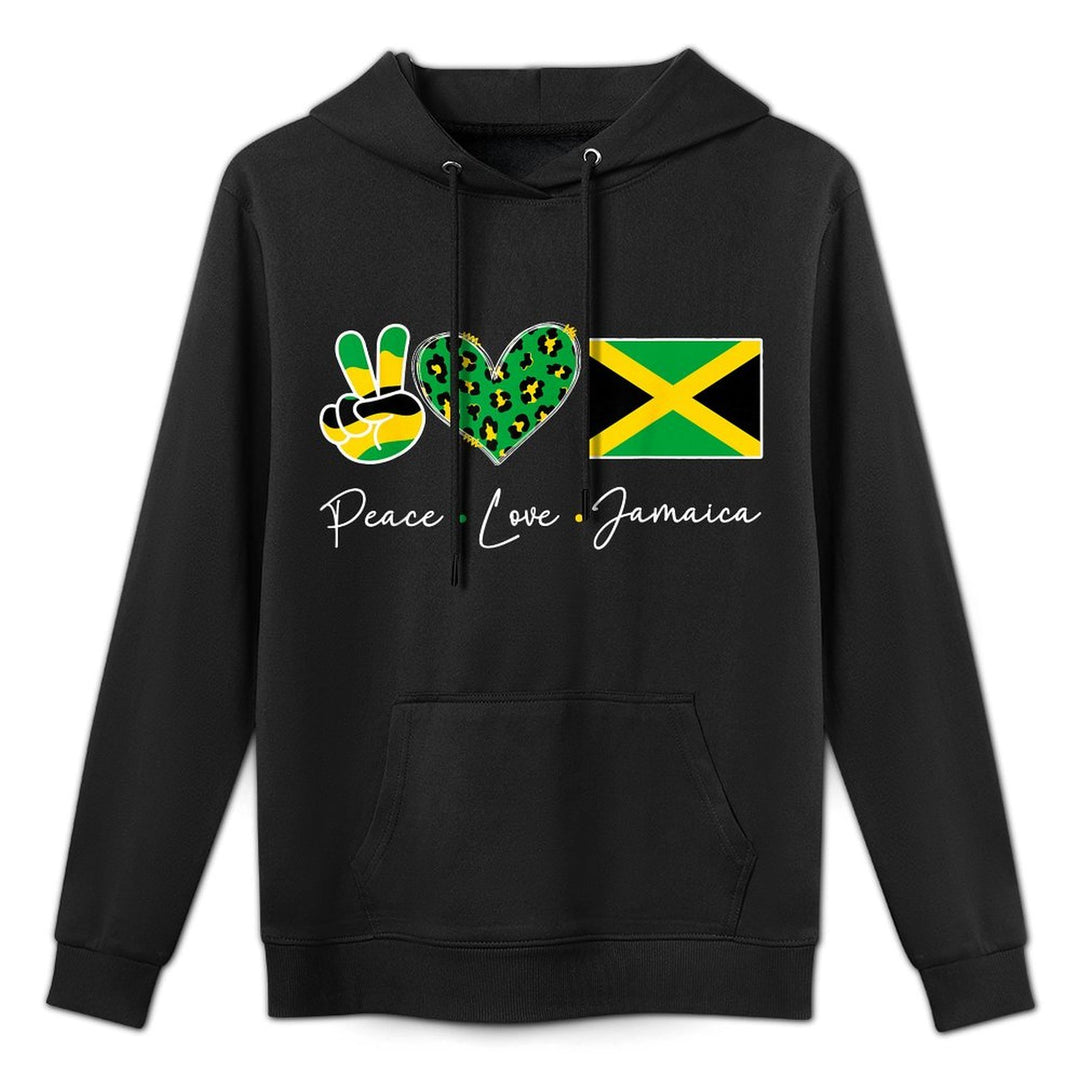 Peace Love Jamaica Jamaican Men Women Kids Jamaica Kangaroo Pocket Hoodie