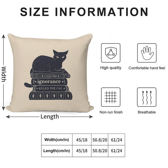 Dark Academia Ignorance Killed The Cat Soft Multiple Sizes Throw Pillow