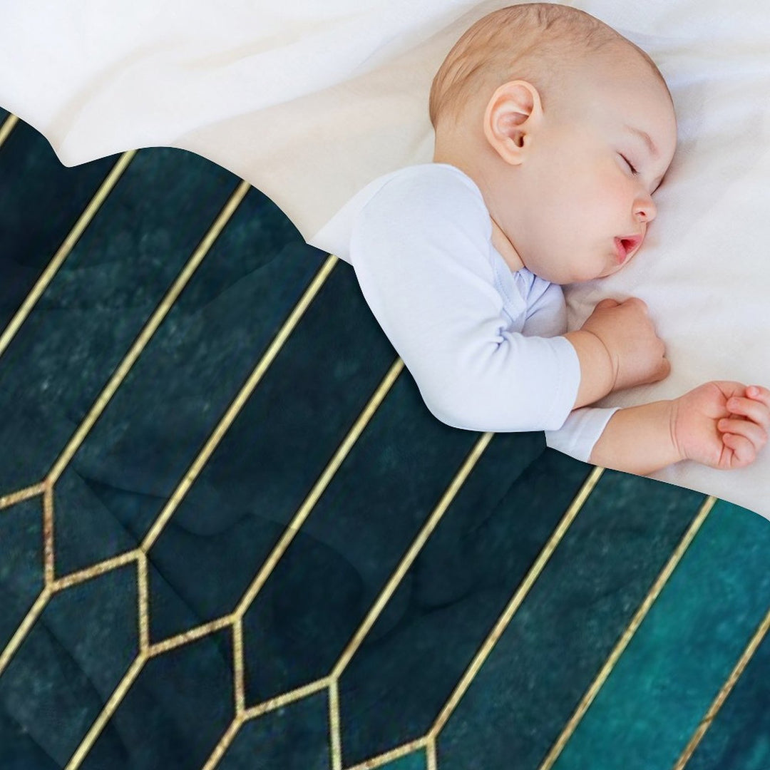 Deep Teal And Blue Gold  Pattern Velvety-soft Throw Blanket