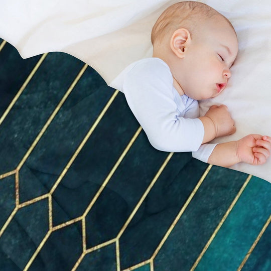 Deep Teal And Blue Gold  Pattern Velvety-soft Throw Blanket