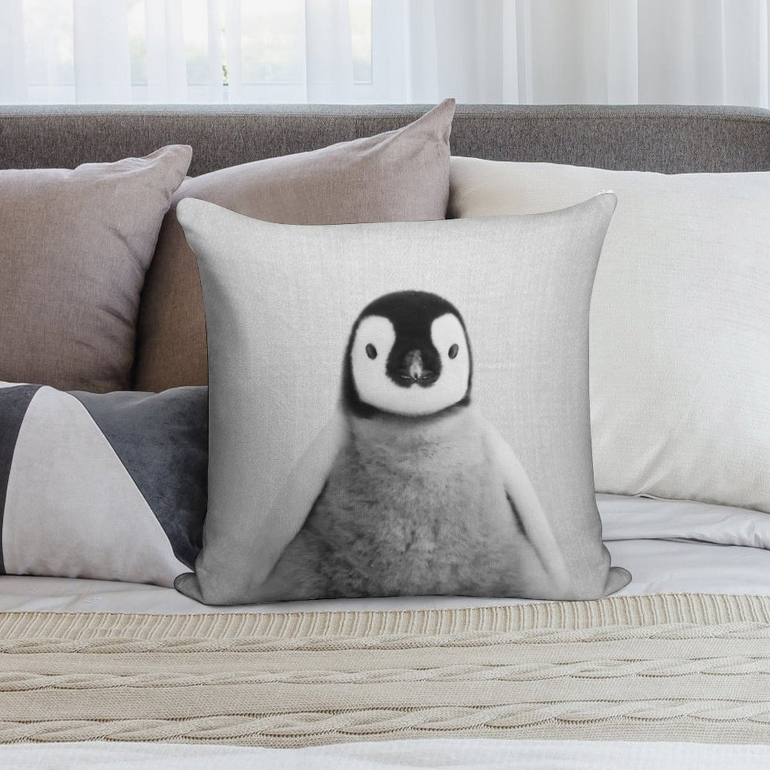 Baby Penguin - Black & White Soft Gift Ready Throw Pillow