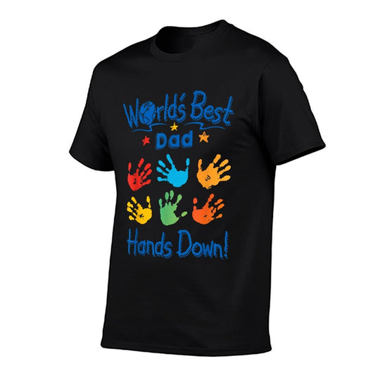 Colorful Little Hands World’s Best Dad Hands Down  Classic T-Shirt