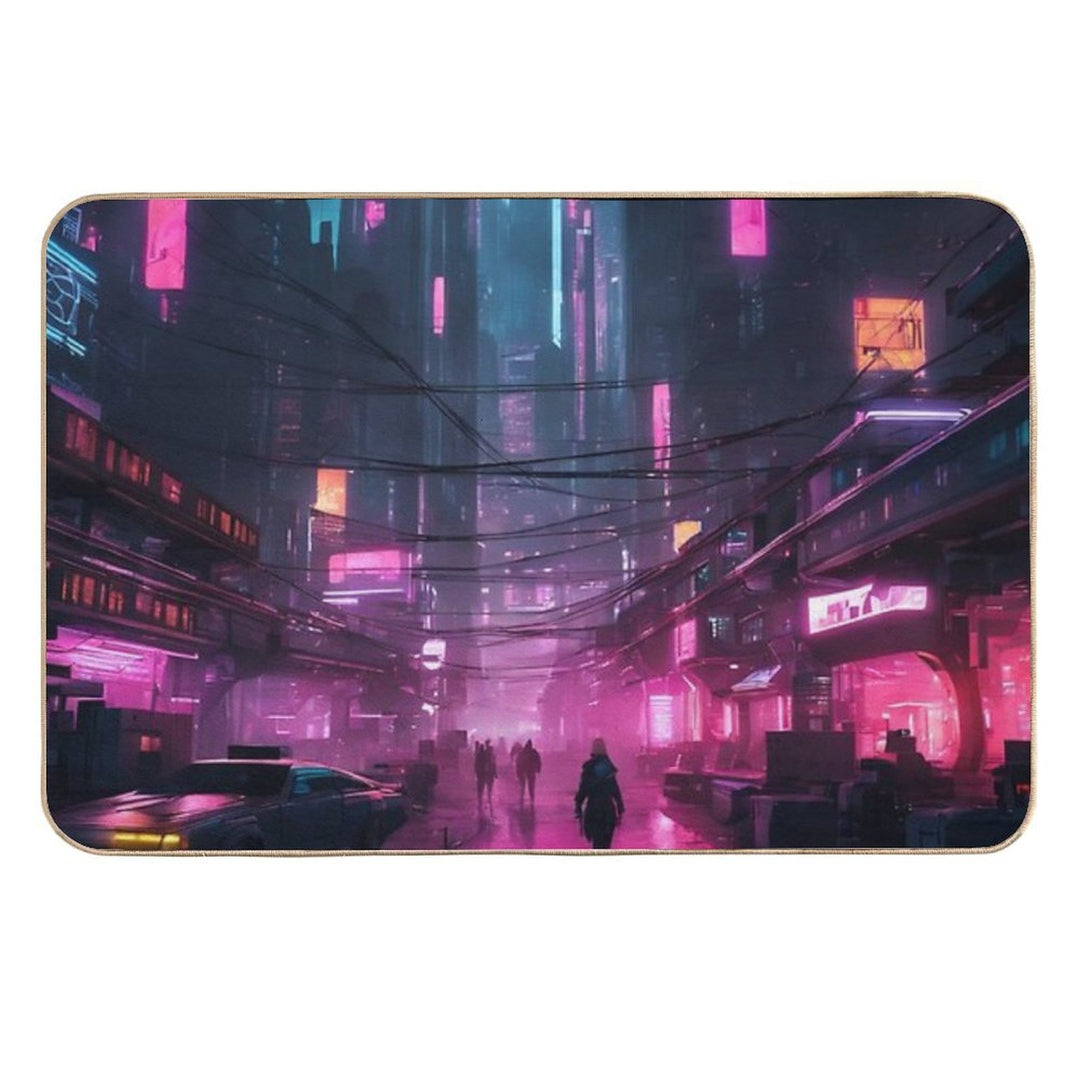 Cyberpunk Night City Art #1  Long-Lasting Bath Mat