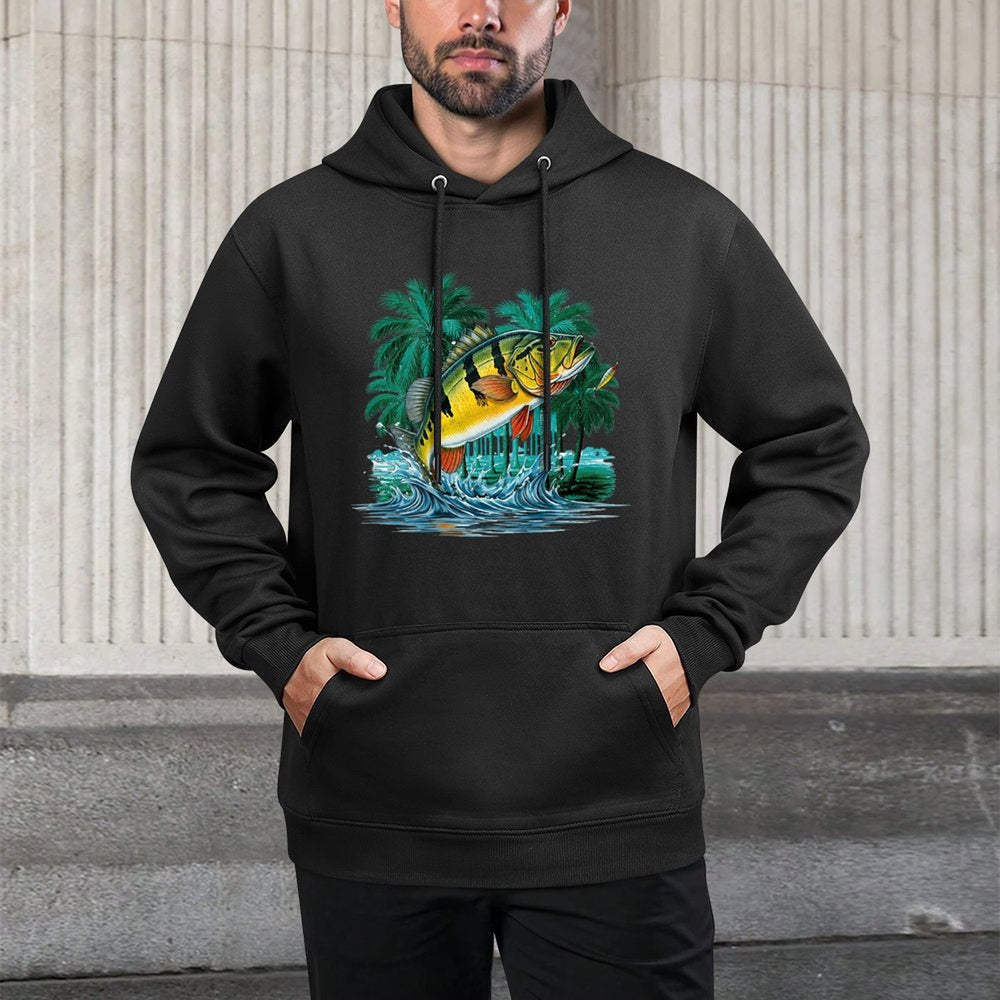 Peacock Bass Exotic Brazil Jungle Fishing Outdoors Pilling-Resistant Hoodie