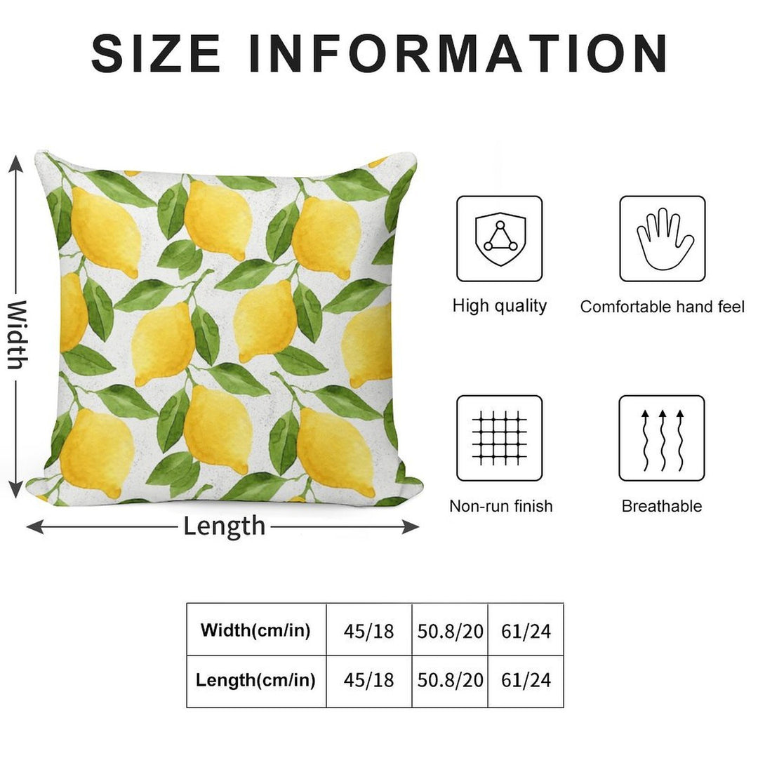 Watercolor Lemon Pattern Soft Durable Construction Throw Pillow