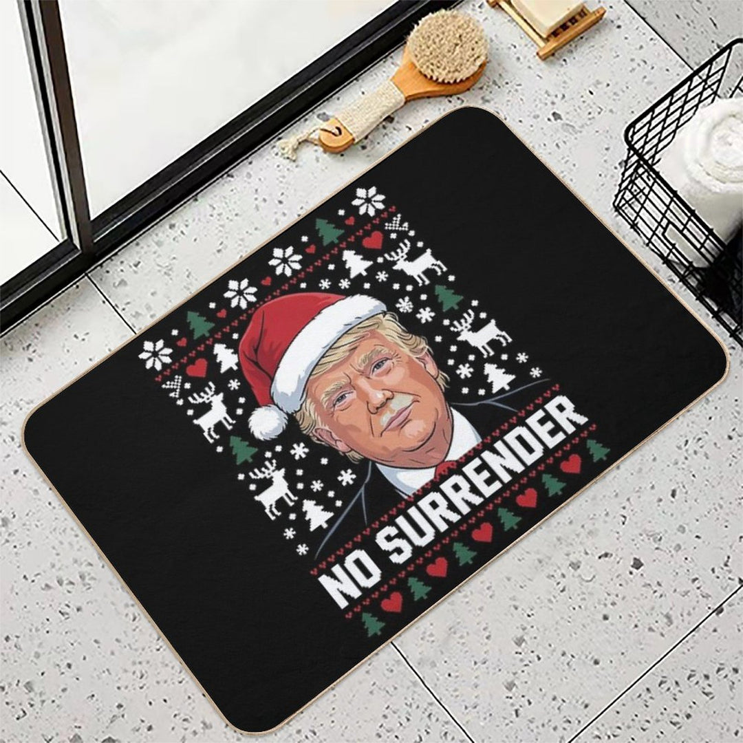 Trump Mug Shot NO SURRENDER Pro Trump Ugly Christmas  Repositionable Bath Mat