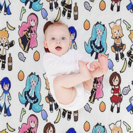 Vocaloid Chibi Chaos! Anti-pilling Throw Blanket