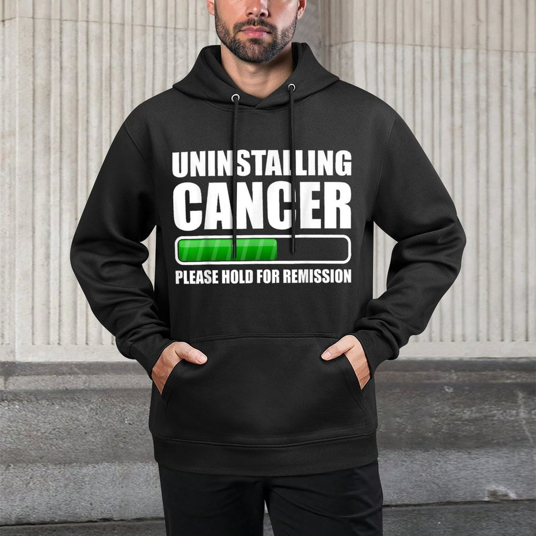 Uninstalling Cancer Gifts Unisex-Adults Cancer Awareness Black Small Modern Crew Neck Layering Staple Hoodie