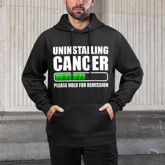 Uninstalling Cancer Gifts Unisex-Adults Cancer Awareness Black Small Modern Crew Neck Layering Staple Hoodie