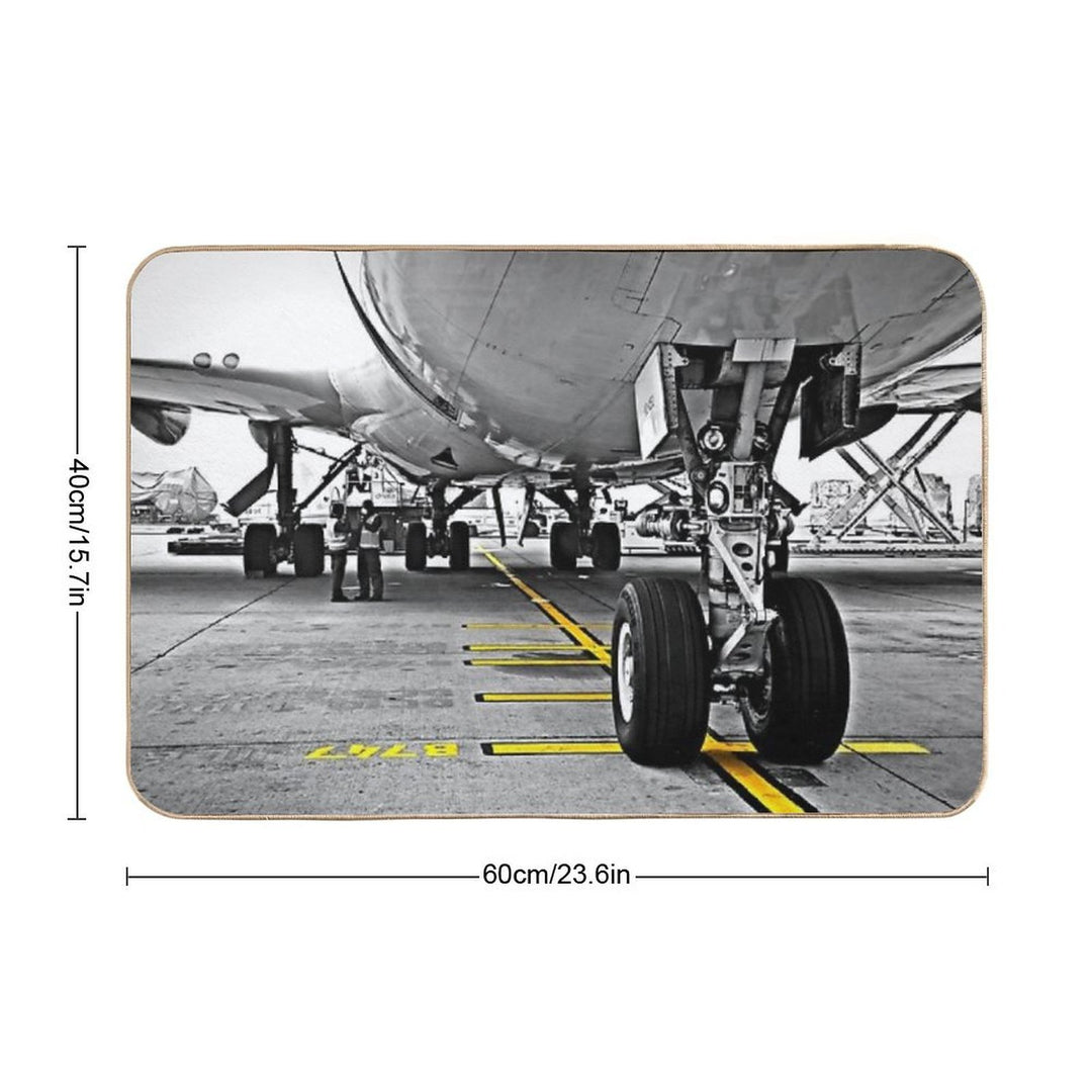 Copy of Boeing 747 Nose Wheel Parked on Yellow Line  Slip-Resistant Bath Mat