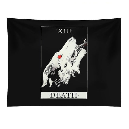 Death Tarot Card Wolf Art Tapestry