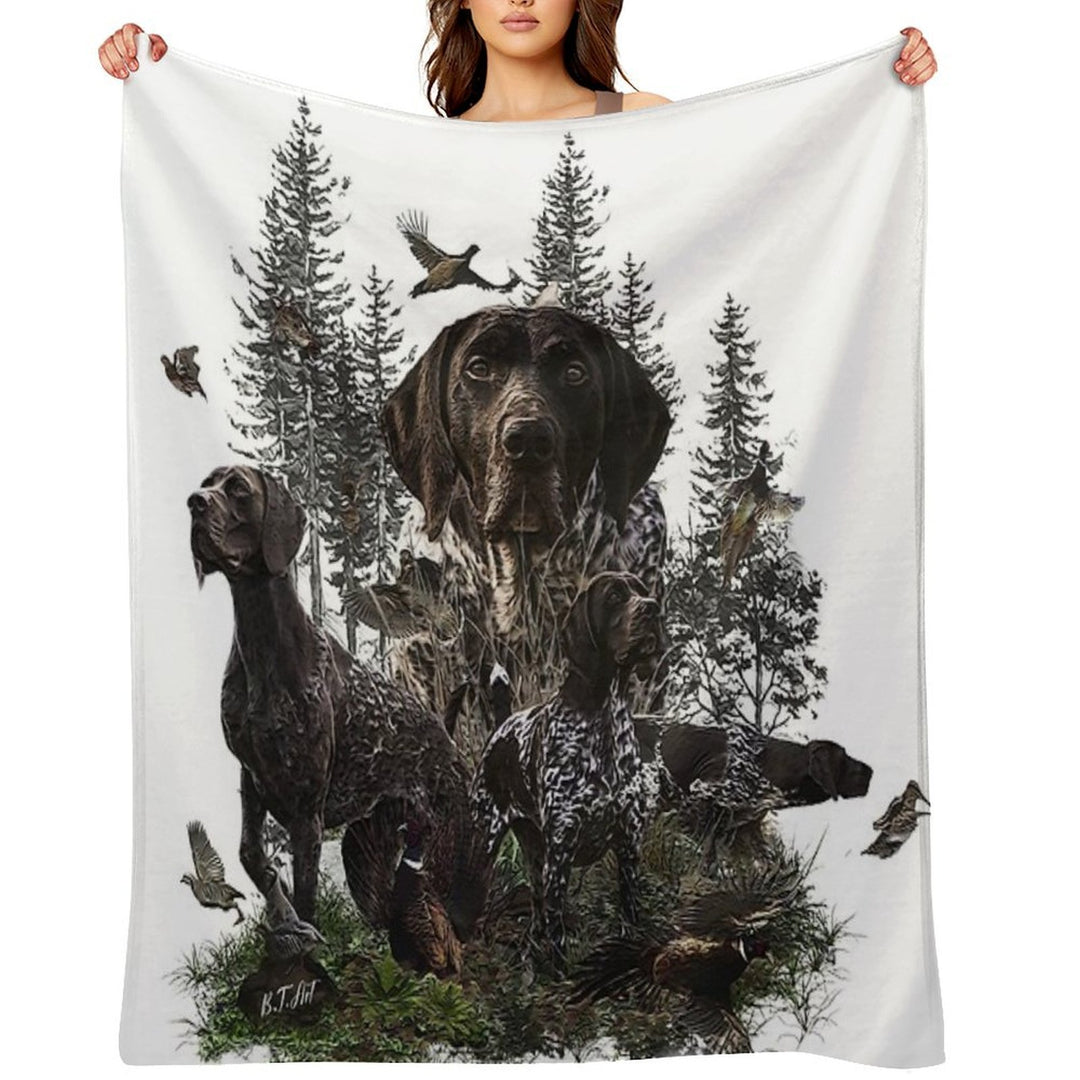 German Shorthaired Pointer, Bird Hunting Season Easy Care Throw Blanket