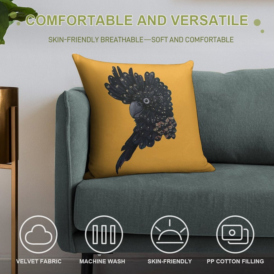 Red Tailed Black Cockatoo Soft Home Decor Throw Pillow