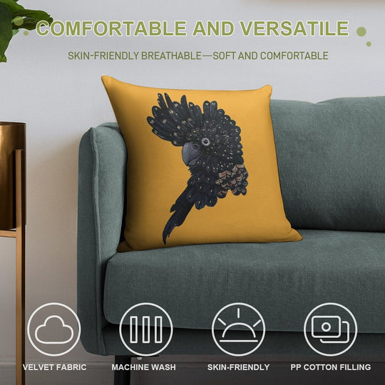Red Tailed Black Cockatoo Soft Home Decor Throw Pillow