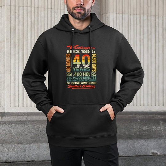 40 Years 480 Months of Being Awesome Born 1985 40th Birthday Pilling-Resistant Hoodie