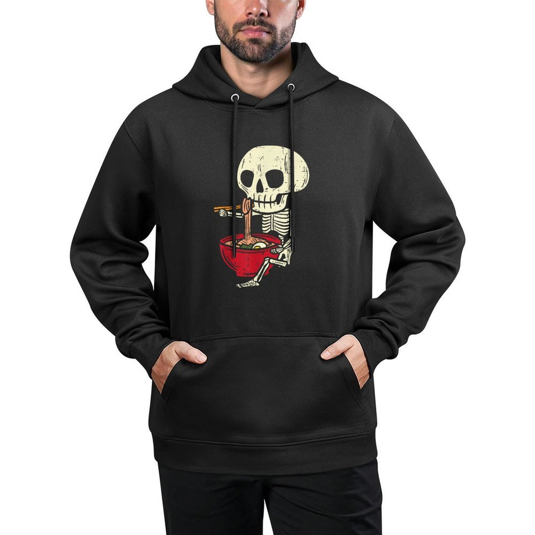 Skeleton Skull Eating Ramen Cute Anime Halloween Boys Girls Kangaroo Pocket Hoodie