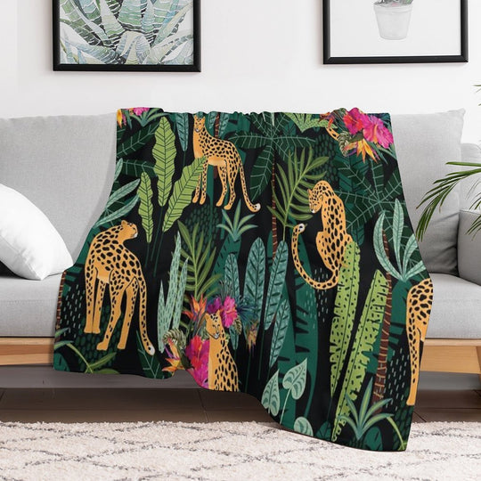 Tropical Cheetah Print Sustainable Throw Blanket