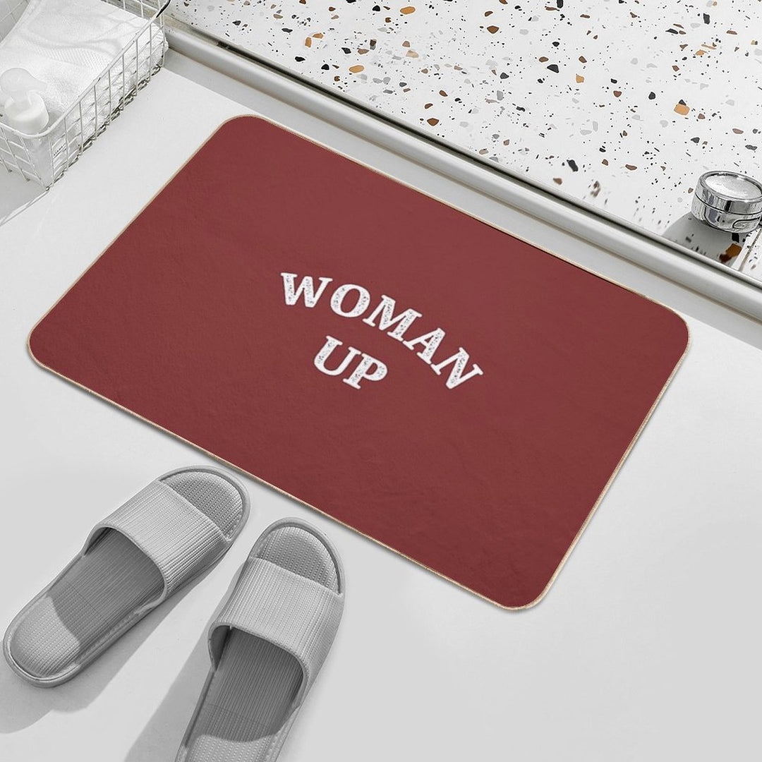 Woman Up Feminine Quote Pink Peach Nude Pastel Color  Eco-Friendly Bath Mat