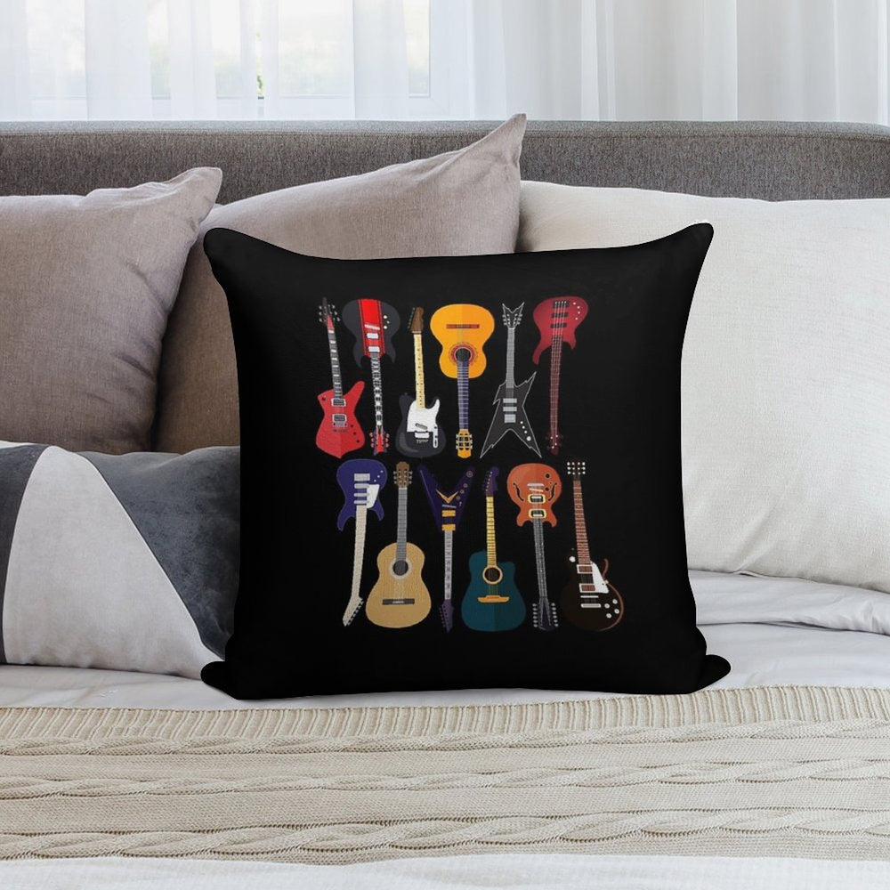 Musician Different Types Of Guitar Soft Reinforced Edging Throw Pillow