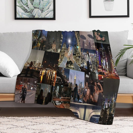 City Night Life Aesthetic Collage Premium Throw Blanket