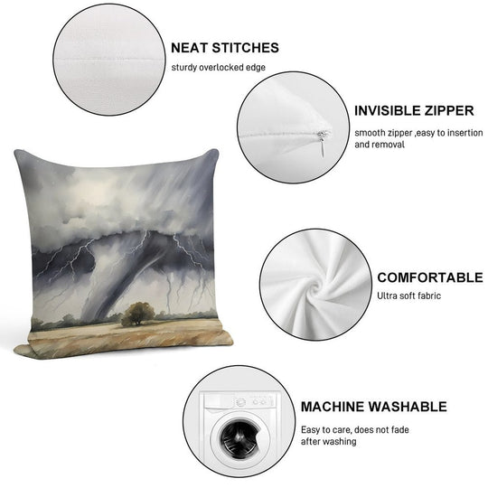 Tornado over Field Soft Anti-Pilling Throw Pillow
