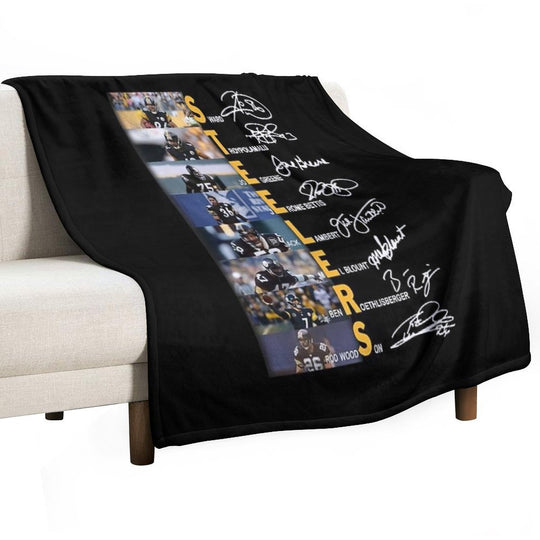 Hines Ward Troy Polamalu Joe Greene Signatures Easy Care Throw Blanket