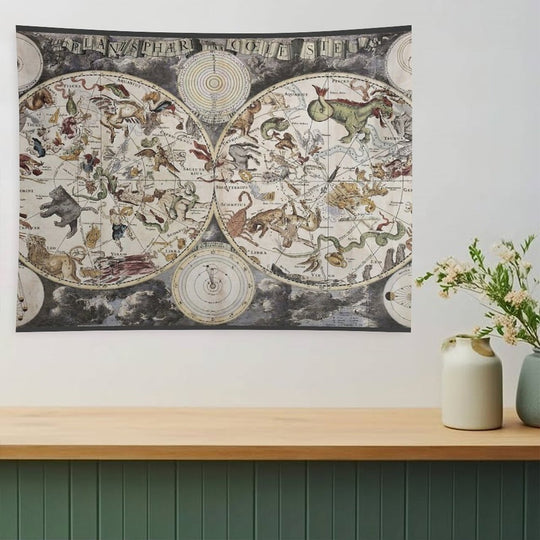 Vintage Celestial Star Map Tapestry