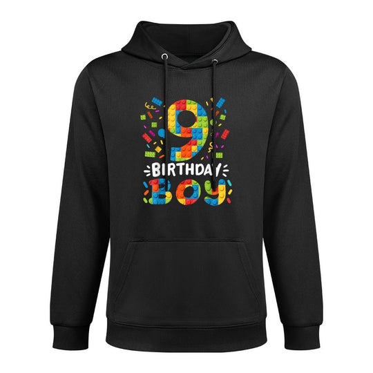 Kids 9 Years Old Building Blocks Builder 9th Birthday Boys Unisex Design Hoodie